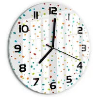 Tulup Wandklok - Kleurrijke stippen Glazen Wandklok Design - fi30 cm - Veelkleurig Klok Glas Met Opdruk - Zwarte handen - Ronde Klok - Wandklok Glas Met Motief - Decoratieve Glazen Klok