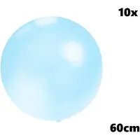 Partyxplosion 10x Mega Ballon 60 cm Licht blauw - Ballon carnaval festival feest party verjaardag landen helium lucht thema