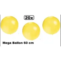Partyxplosion 20x Mega Ballon 60 cm geel - Ballon carnaval festival feest party verjaardag landen helium lucht thema