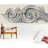 Wallfluent Zelfklevend Fotobehang - Zwart-Wit Vliesbehang - 250x104 cm - Plantenornament Behang Zonder Lijm - Gang behang Deel - Makkelijk Aan Te Brengen Behang - Bubble Free Behang