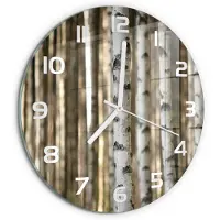 Tulup Wandklok - Berken Klok Glas Met Opdruk - fi30 cm - Wit Moderne Wandklok Glas - Witte handen - Ronde Klok - Decoratieve Glazen Klok - Glazen Wandklok Design