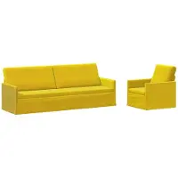 vidaXL - Bankstel - 2 - pcs - Geel - fluweel