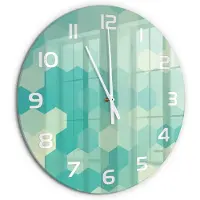 Tulup Wandklok - Geometrische achtergrond Moderne Wandklok Glas - fi60 cm - Groente Wandklok Glas Decoratie - Witte handen - Ronde Klok - Glazen Wandklok Design - Klok Glas Met Opdruk