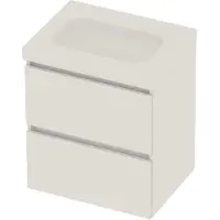 Basic Line Moby 46 Badmeubel 60x46x66cm - Greeploos - Wastafel Midden Glans Wit - Zonder Kraangat - Ice White - Badkamermeubels, Badmeubel Sets