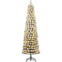 Black Box Trees Trees Charlton Smalle Kunstkerstboom met Warm Witte LED Verlichting - H185 x Ø53 cm - Groen Frosted
