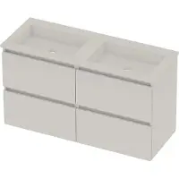 Basic Line Aura 46 Badmeubel 120x46x62cm - 4 Lades - Greeploos - Wastafel Dubbel Glans Wit - Zonder Kraangat - Ice White - Badkamermeubels, Badmeubel