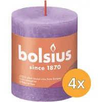 Bolsius Stompkaarsen Shine 4 st rustiek 80x68 mm levendig violet