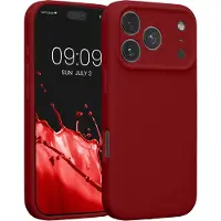 Kwmobile telefoonhoesje geschikt voor Apple iPhone 18 Pro / iPhone 17 Pro - TPU backcover met siliconen coating - Smartphone case in rabarber rood