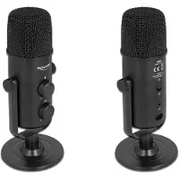 DeLOCK Multifunctional Dual Capsule USB Microphone with 3.5 mm Stereo Headphone Jack and Volume Control + Quick-Mute Funktion