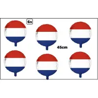 Partyxplosion 6x Folieballon Holland (45 cm) - Thema feest land festival party fun folie ballon Koningsdag Nederland
