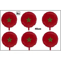 Partyxplosion 6x Folieballon Marokko (45 cm) - Thema feest land festival party fun folie ballon voetbal sport