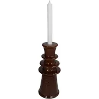 HD Collection Kandelaar Inya - Keramiek - Bruin - 12x27x12 cm (BxHxD) - Voor dinerkaars - Sfeervol Interieur