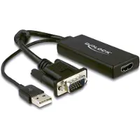 DeLOCK Premium VGA + USB (audio/voeding) naar HDMI adapter met CEC / zwart - 0,25 meter