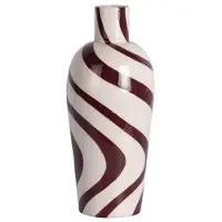Present Time vaas Dublin Swirl 13x5x30 cm - burgundy rood/wit