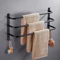 Arhatreya 3-laags handdoekrek met 2 haken, 50cm, zwart