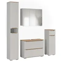 Vicco Badkamermeubelset Ruben, Wit/Artisanaal eiken, Set van 4 stuks