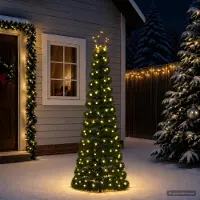 vidaXL Led-kerstboom met tinsel en grondpen EKENAS 180 cm 220 LED's