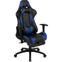Selius Gamingstoel Verstelbaar - Blauw Kunstleer - Ergonomisch Comfort - Met Voetsteun