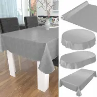 ANRO Tafelzeil op rol Linnenlook Grijs 140cm x 20m – Afwasbaar Tafelkleed Rechte rand Waterafstotend