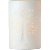 Gilde tafellamp, ontwerp met levensboommotief, porselein, wit, lengte 10 cm, breedte 18,5 cm, hoogte 28 cm, artikelnummer 34779