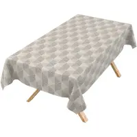 ANRO Tafelzeil op rol Geometrisch Antraciet 140cm x 20m – Afwasbaar Tafelkleed Rechte rand