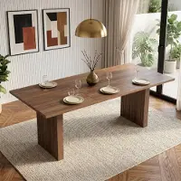 ALFORIGO Uitschuifbare eettafel, 140/200 x 90 cm, geschikt voor 6-8 personen, rechthoekige eettafel, tafelblad van 3 cm dik, synchronisch bewegende lamellenpoten, notenhout