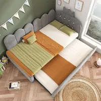 Ropilly Slaapbank 90x200 cm, grijs, van fluweel. Slaapbank 90x200 cm met uitschuifbaar bed van 90x190 cm. Ruimtebesparende logeerkamer met uitschuifbaar onderbed. Slaapkamer