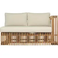 Lestix International Loungesofa, teakhout, voetenbank aan de rechterkant, model Loppio, massief hout, weerbestendig, inclusief zitkussen