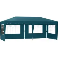 QEENTOE 3x6 meter inklapbare tuinpaviljoen, groen, met 6 zijwanden, in hoogte verstelbaar, stabiel, waterdichte UV-bescherming, geschikt voor feesten, bruiloften, festivals en kamperen