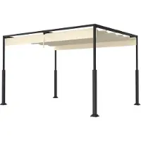 QEENTOE 3x4 meter metalen pergola, beige, stabiele en waterdichte terrasoverkapping, geschikt voor tuin, terras en balkon
