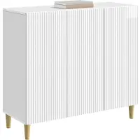 vidaXL Dressoir Hoogglans Wit 89 x 34,5 x 80 cm Bewerkt hout