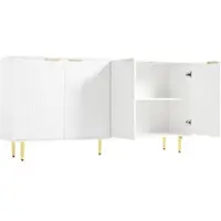 OKWISH Dressoir Met Opbergruimte – 160×40×80 Cm – 4 Deuren Met Verstelbare Planken – Soft Close – MDF En Spaanplaat Wit