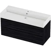 Proline Zara Badmeubel In Kader 120x46cm - 2 Laden Symmetrisch - Greeploos - Wastafel Midden Glans Wit - 1 Kraangat - Black Oak - Badkamermeubels,