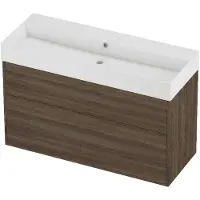 Proline Zara Badmeubel In Kader 120x46cm - 2 Laden Asymmetrisch - Opbouwgrepen - Wastafel Midden Glans Wit - Zonder Kraangat - Vital Oak