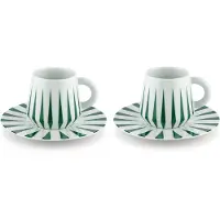 Alessi Delight Koffiekopjes met schotel - Set van 2 - Porselein - Groen