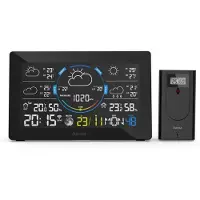 Hama 00176675, Zwart, Binnenthermometer, Binnenluchtvochtigheidmeter, Domus barometer, Buiten luchtdrukmeter, Buiten..., Luchtvochtigheidmeter, Thermometer, F, °C, DC/Batterij, 1 stuk