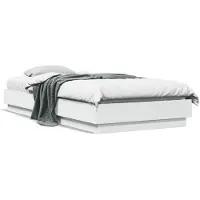 vidaXL Bedframe, wit, 90x200 cm, houtvezel