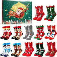 OCreon Adventskalender sokken 2025 - 12 paarb adventskalender kerstsokken - Kerstkalender sokken leuke kerstaftelcadeaus