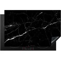 KitchenYeah Inductie beschermer 83x52 cm - Zwart - Wit - Marmer print - Afdekplaat voor kookplaat - Inductieplaat mat - Beschermingsmat - Beschermplaat - Keuken bescherm decoratie - Afdek kookplaten