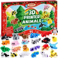 VHV -Adventskalender 2026 Kinderen - 24 Dagen Kerst Countdown Kalender met 3D-Geprinte Flexibele Dieren Fidget Speelgoed -Geprint PVC - Meerkleurig met Rode Kerstdoos - 26 x 18 x 3 cm
