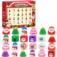 VHV -Adventskalender 2026 Kinderen - Mochi Squishy Aftelkalender - 24 Verrassingen Kerst Speelgoed - Zacht Kunststof en TPR - Rood Kerstdoos - 28x22x3.5 cm