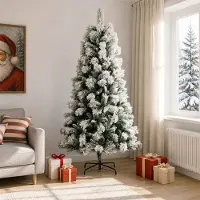 vidaXL Kunstmatige Hinged Kerstboom 210 cm PVC en Metalen Groen en Wit