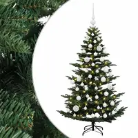 vidaXL Kunstkerstboom met kerstbal 120 cm 150 LED's Warmwit PE & PVC