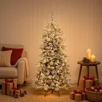 vidaXL Kunstkerstboom met kerstbal 120 cm 150 LED's Warmwit PE & PVC