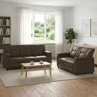 vidaXL Bankstel 2 pcs Grijs Kunstleer