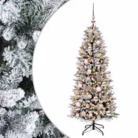 vidaXL Kunstkerstboom met kerstbal 180 cm 300 LED's Warmwit PVC en PE