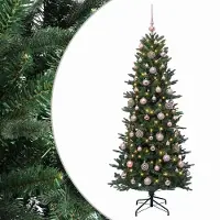 vidaXL Kunstkerstboom met kerstbal 240 cm 300 LED's Warmwit PVC en PE