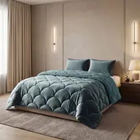 Sleeptime Lazy dekbed zonder overtrek Teddy/Velvet incl. kussensloop - Groen - 240x200