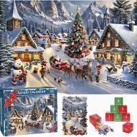 OCreon Puzzel-adventskalender 2026 - Kerstpuzzel - Kerstkalender met 1008 delen - 70 x 50 cm