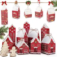 OCreon Adventskalender om te vullen - Set van 24 - Kerstfeestgeschenkdozen om op te hangen - Adventskalender met cijferstickers